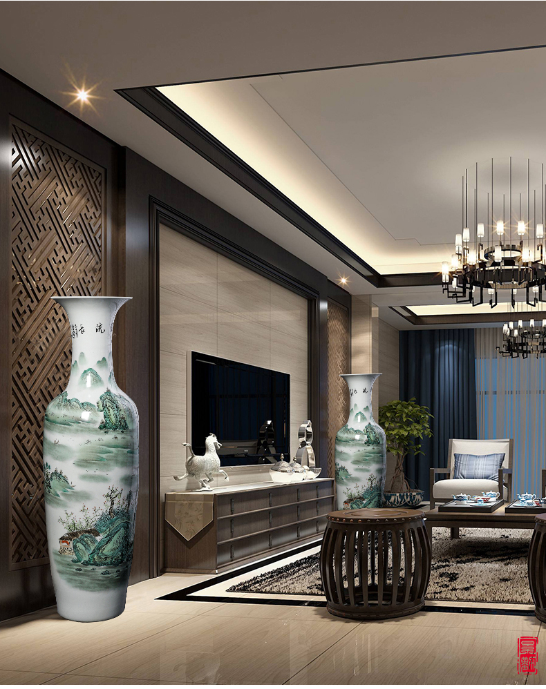 Sun dongsheng jingdezhen ceramics of large vases, hand - made pastel landscape porcelain furnishing articles sitting room adornment