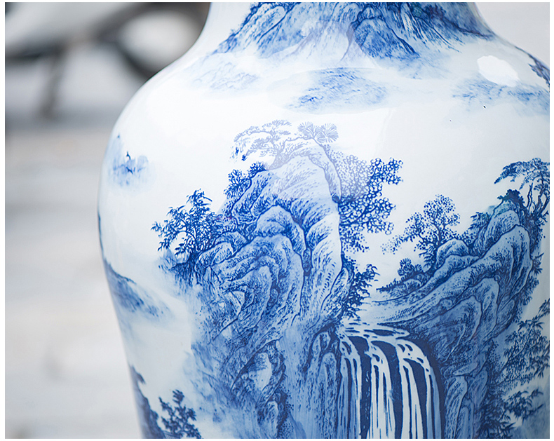 Jingdezhen ceramics glaze under the color blue and white porcelain vase jiangshan jiao sitting room more household handicraft furnishing articles