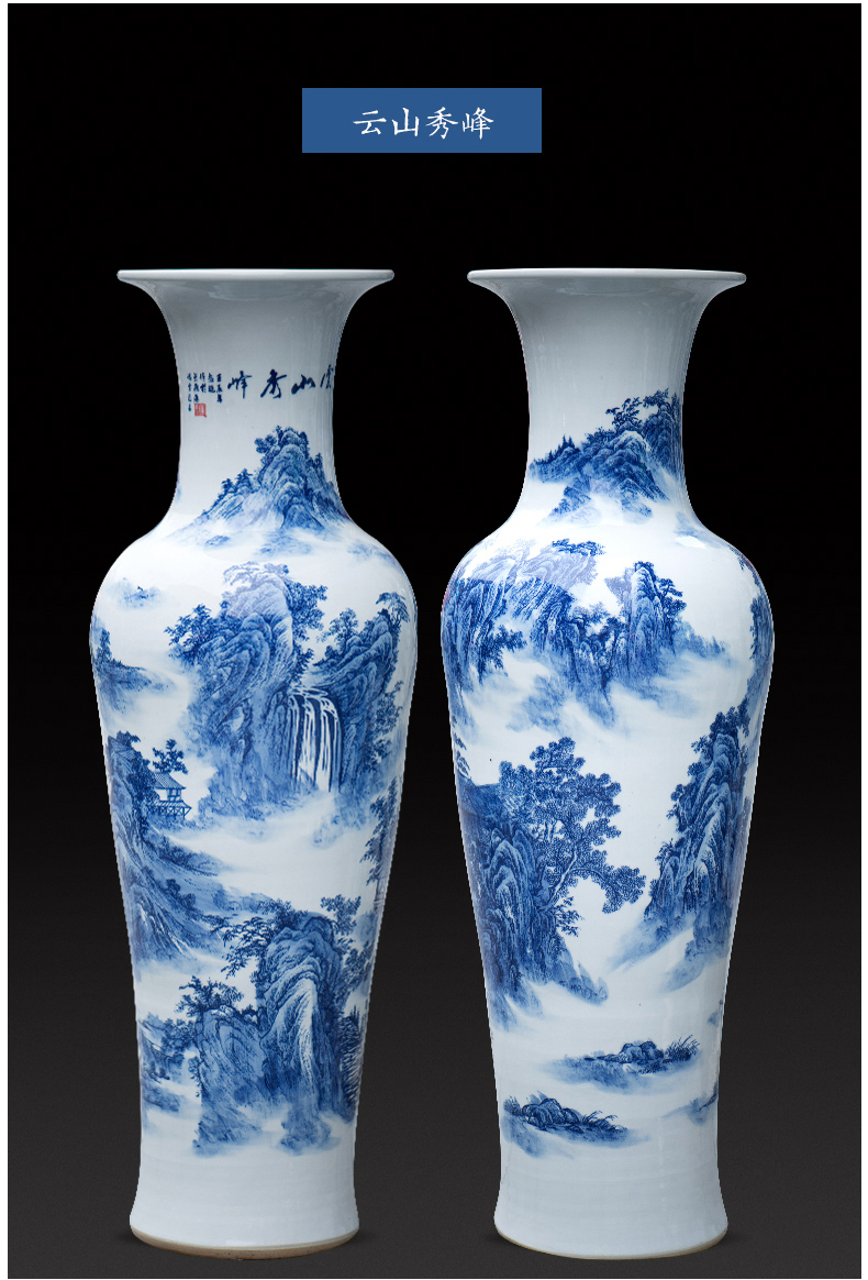 Jingdezhen ceramics glaze under the color blue and white porcelain vase jiangshan jiao sitting room more household handicraft furnishing articles