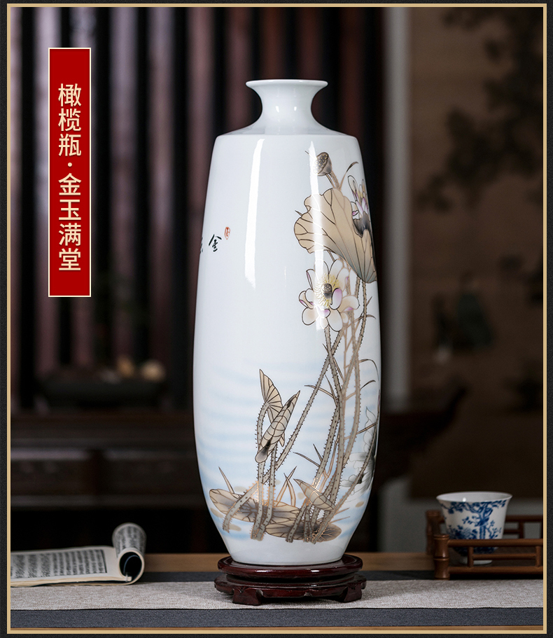Jingdezhen ceramics vase large famille rose blooming flowers f tube of the sitting room of Chinese style household act the role ofing is tasted furnishing articles arranging flowers