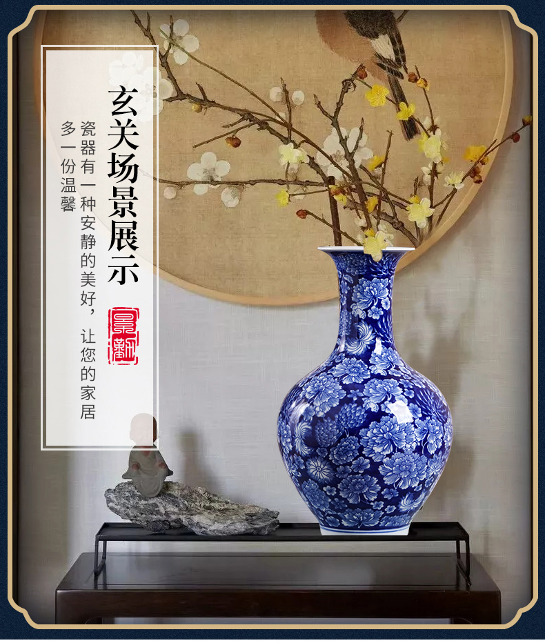 Restoring ancient ways of jingdezhen ceramic vases, youligong blue double ears to watch the sitting room porch decorate household furnishing articles