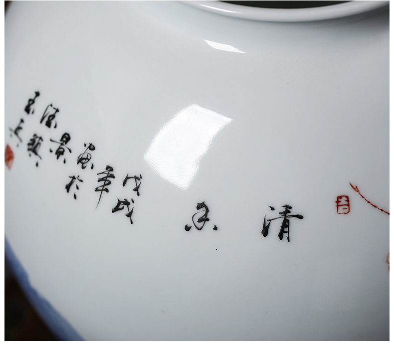 The Master of jingdezhen ceramic vase landing hand carved lotus Chinese style living room decoration office furnishing articles