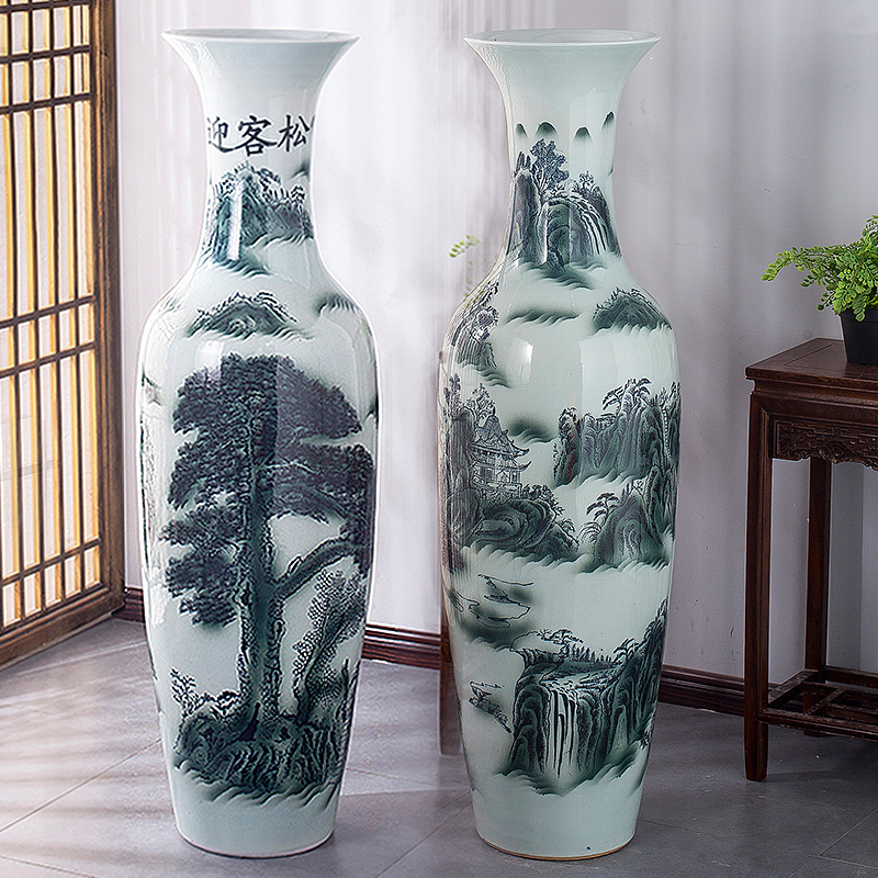 Jingdezhen ceramic large vase living room ornaments landing hotel hotel opening gifts welcome pine modern decorations