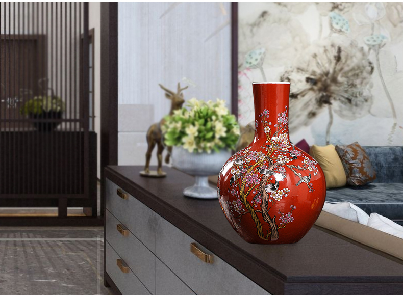 Jingdezhen ceramics vase furnishing articles yellow the design of the sitting room TV ark adornment of Chinese style household porcelain arranging flowers