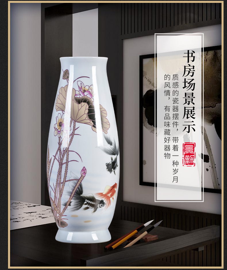 Jingdezhen ceramics vase large famille rose blooming flowers f tube of the sitting room of Chinese style household act the role ofing is tasted furnishing articles arranging flowers