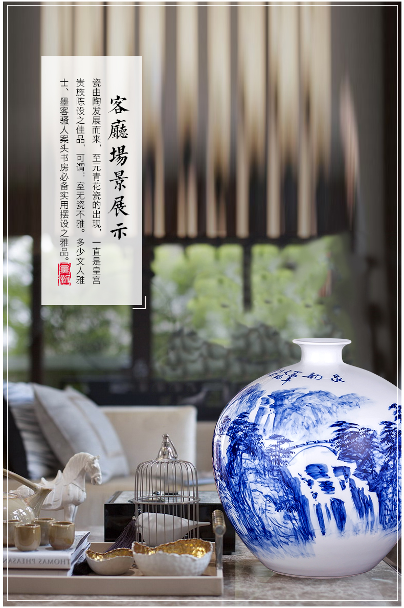 The Master of jingdezhen famous blue and white ten catties outfit Wu Wenhan hand - made ceramic terms bottle 10 jins jars jugs seal