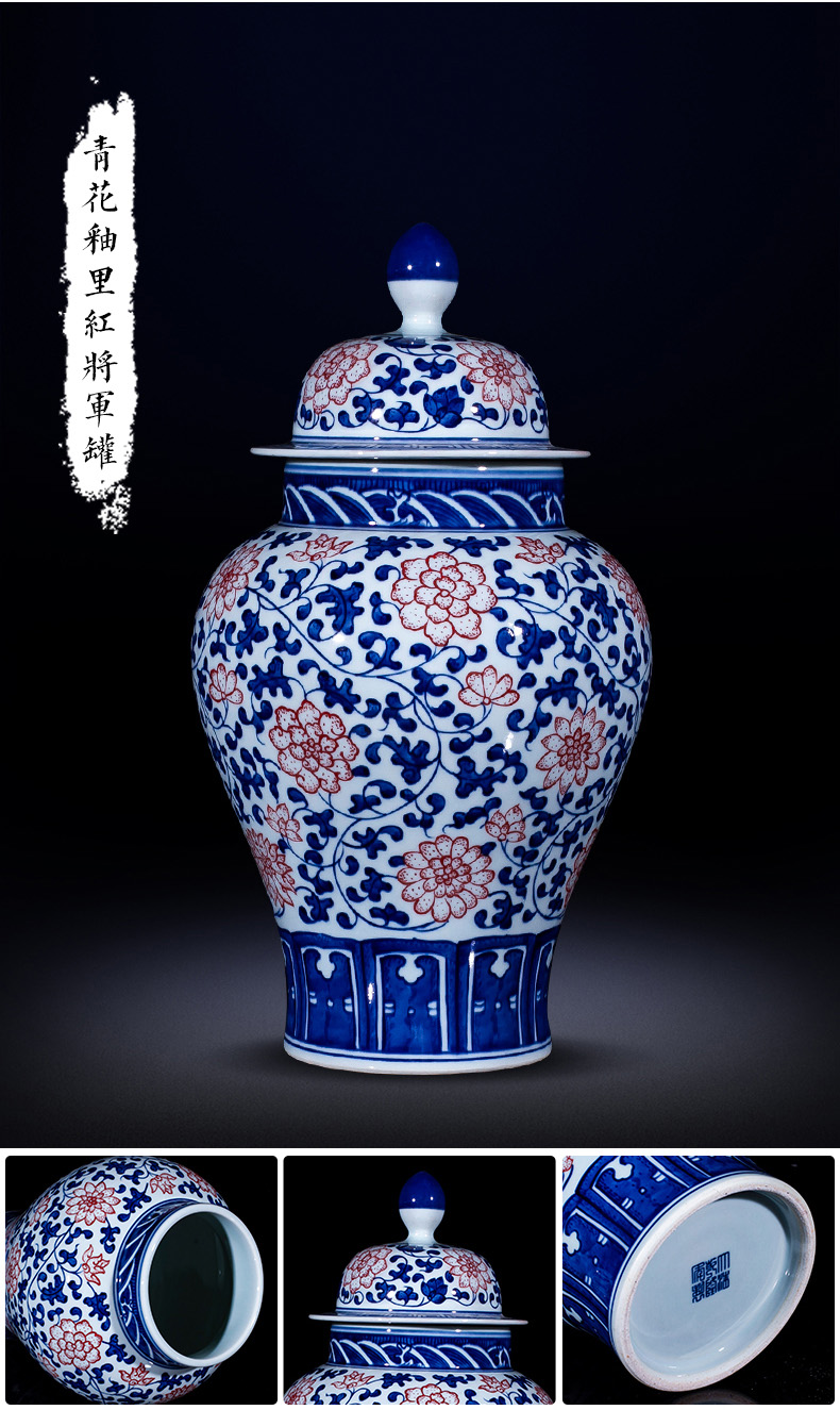 Jingdezhen ceramics vase furnishing articles antique hand - made flower arranging Chinese style household adornment blue and white porcelain is the living room