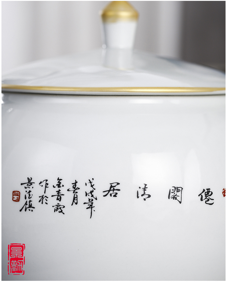 Jingdezhen ceramic storage tank hand by hand with cover Chinese medicine food rice, cooking pot grain tea pot