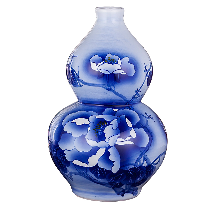 Jingdezhen blue and white ten catties ng mun - hon famous hand - made with ceramic terms bottle 10 jins jars wine gourd