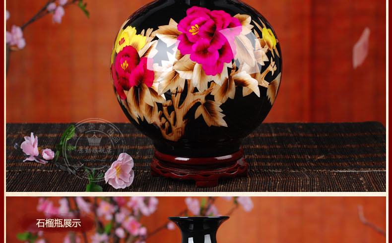 Jingdezhen ceramic vase landing China red peony straw vase, home act the role ofing crafts living room set