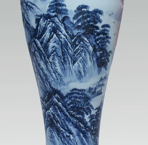 219 Jingqin Jingdezhen Ceramic Hand -Painted Landscape Landscape Blue и отбеливающий Гуанин Гуаньин фунт домов