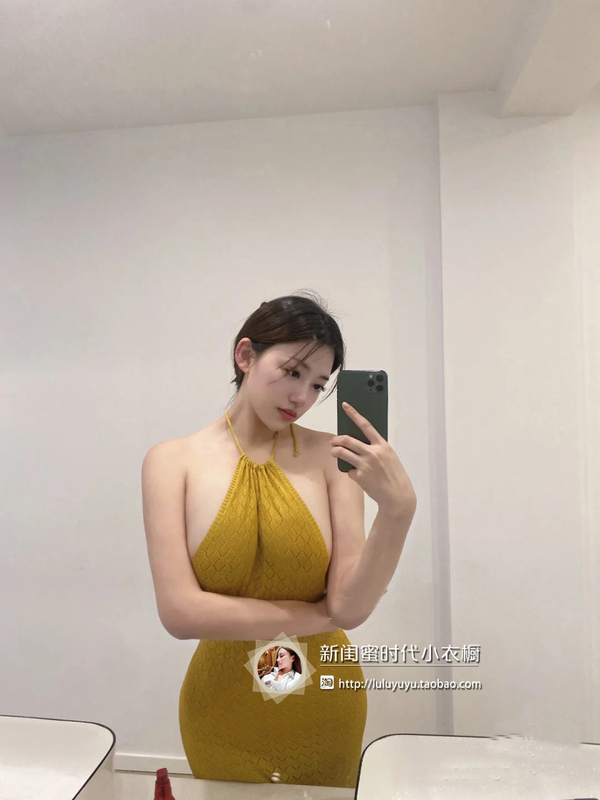 Hot Girl Style Knitted Halter Neck Backless Dress Women's Spring New Style Slit Sexy Long Bodycon Dress Hot Girl Style Knitted Halter Neck Backless Dress Women's Spring New Style Slit Sexy Long Bodycon Dress