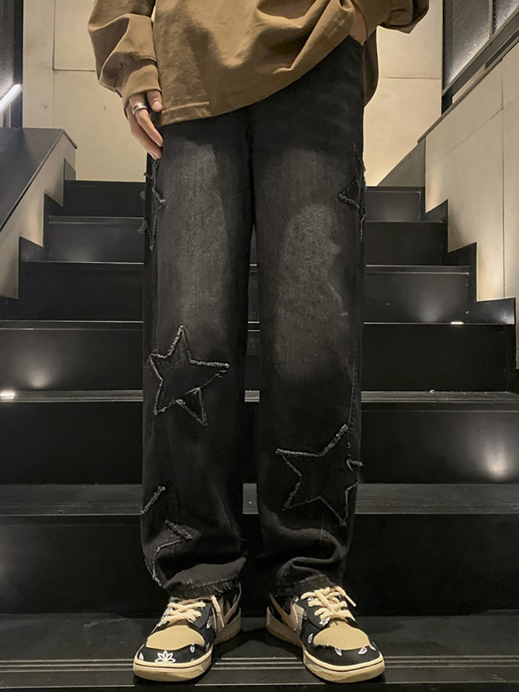 American High Street Style Plus-Size Jeans for Women, Autumn and Winter Loose Straight-Leg 2025 New Model Wide-Leg Pants for Middle and High School Students