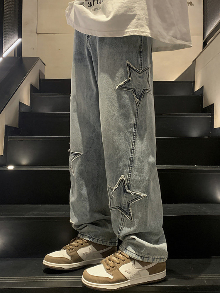 American High Street Style Plus-Size Jeans for Women, Autumn and Winter Loose Straight-Leg 2025 New Model Wide-Leg Pants for Middle and High School Students