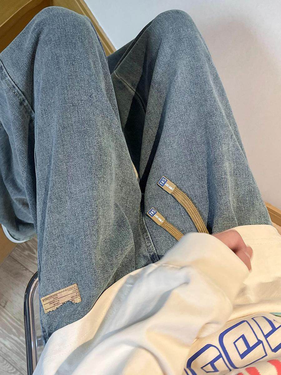 High-Waisted Straight-Leg Elastic Waist Jeans for Women, Plus Size, Loose Fit, Summer, Petite, American Retro, Thin Wide-Leg Pants