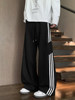 American-Style Three-Stripe Sports Sweatpants for Women 2025 New Autumn and Winter Fleece-Lined Wide-Leg Pants Loose Straight Casual Long Pants