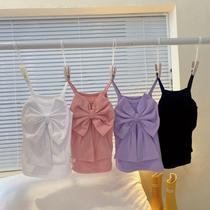 Girls black vest 2021 new female baby Summer outside wearing superfairy ocean harness butterfly knot Korean version of small vest