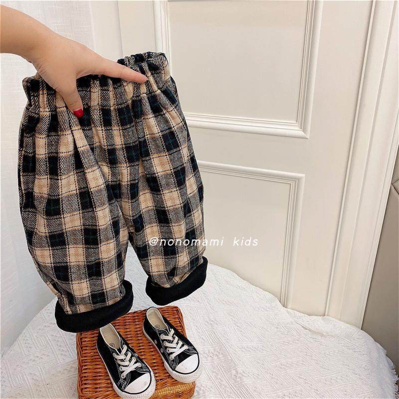 Girl gush pants Mori series retro plaid 2021 Winter new children Thickened Baby Casual Long Pants Foreign Pie
