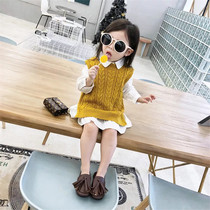 Childrens clothing Baby knit waistcoat 22 Chunqiu Children girls headsets waistcoat jacket South Korean waistcoat Knitted Sweatshirt Vest