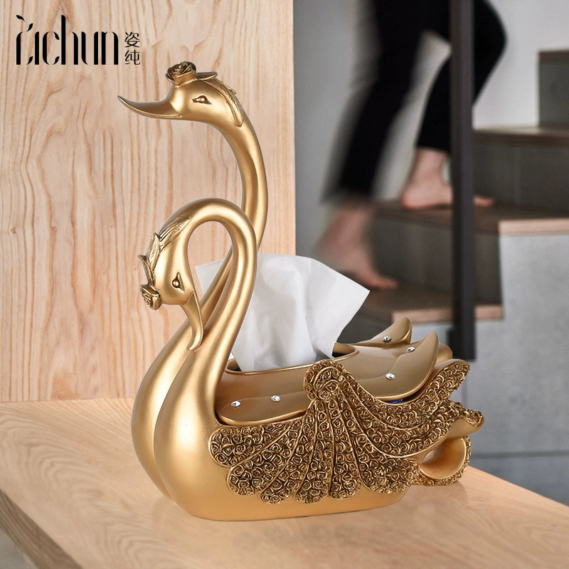 Toilet Paper Box Home Living Room Creative Paper Towel Box Nordic Light Lavish Tea Table Swan Multifunction Remote Control Containing Box