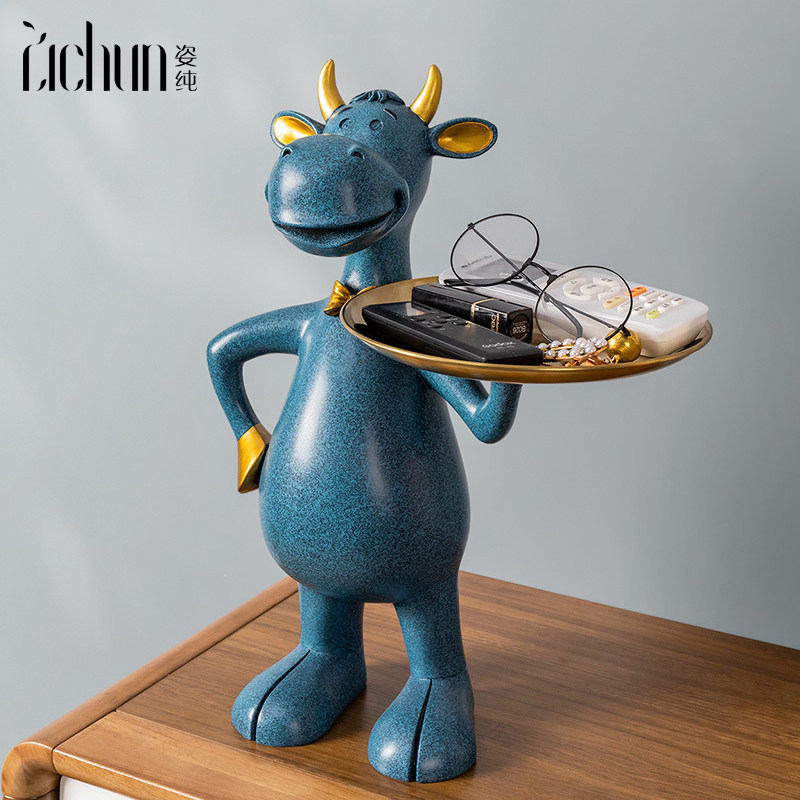 Genguan key containing swing piece Nordic cute cow in doorway shoe cabinet desktop tea table TV remote control containing box