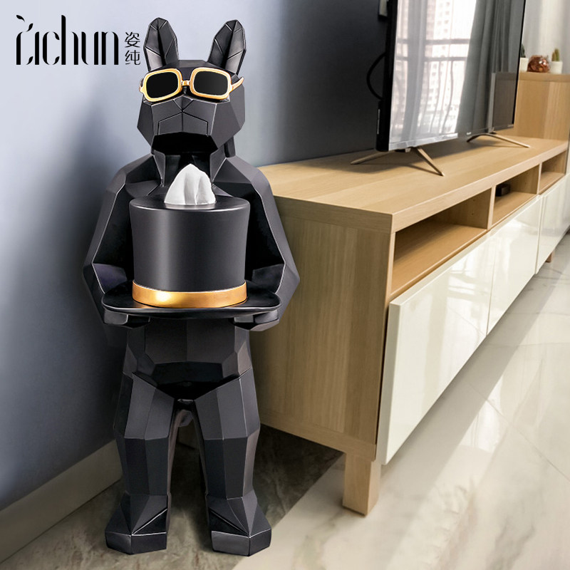 Toilet paper box home living room creative dog high-end light luxury wind paper tube toilet dressing room floor-to-ceiling tissue box ornaments