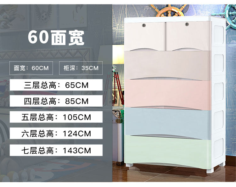 宜贝诗 抽屉式塑料收纳柜 三层 图12