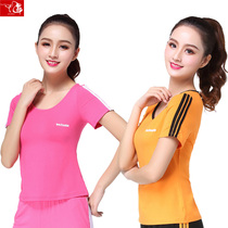 Summer Square Dance Costume Top Short Sleeve Round Neck 2021 New Dance Practice Clothing Modal Sports Dancing Clothes