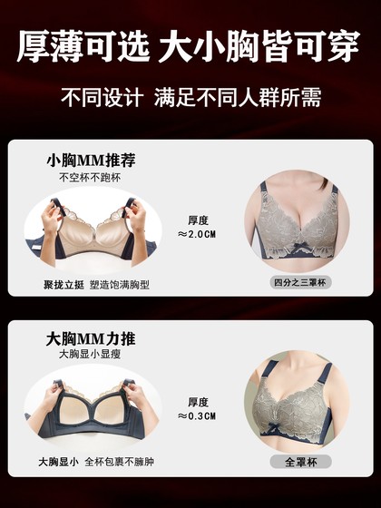 无钢圈内衣女小胸聚拢显大收副乳防下垂胸罩大胸显小夏季薄杯文胸