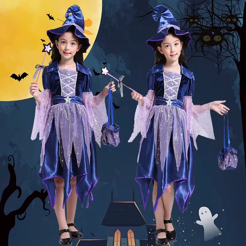 Halloween trẻ em trang phục Quốc Phù Thủy Tuyết Váy Trắng Ma Cà Rồng Trang Phục Cosplay Trẻ Em Cos Trang Phục dracula halloween