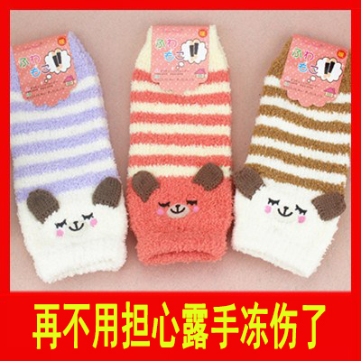 Baby baby night sleeping and arms cover autumn and winter thickened anti-cold coral suede long glove winter antifreeze and anti-cold