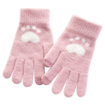 Childrens Gloves Autumn and Winter Girls Warm Girls Gloves 2023 New Five Finger Split Finger Cycling Cycling Touch Screen