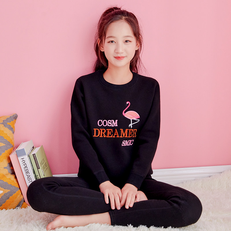 Female children's hot pants velvet thick cotton student girl junior high school students 12-15 years old autumn clothes sanitary pants