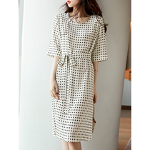 Temperament such as Lanjiu companion is even more fluid and forget to return silk silk slip laces plaid genuine mulberry silk to receive a long section in the waist