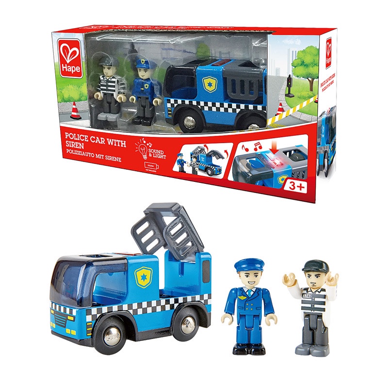 Hape Swat Police Car Fire Truck Train Track Magnetic Carriage Boy Assembled Educational Kidsren's Wooden Toy
