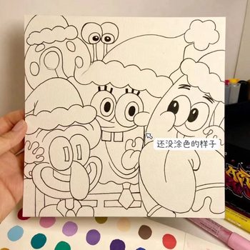 Spongebob squarepants simple modern oil painting diy as a gift to friends