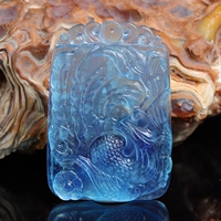 Natural high ice, high blue sea blue treasure pendant dragon brand phoenix brand pendant pendant pendant gift gift certificate
