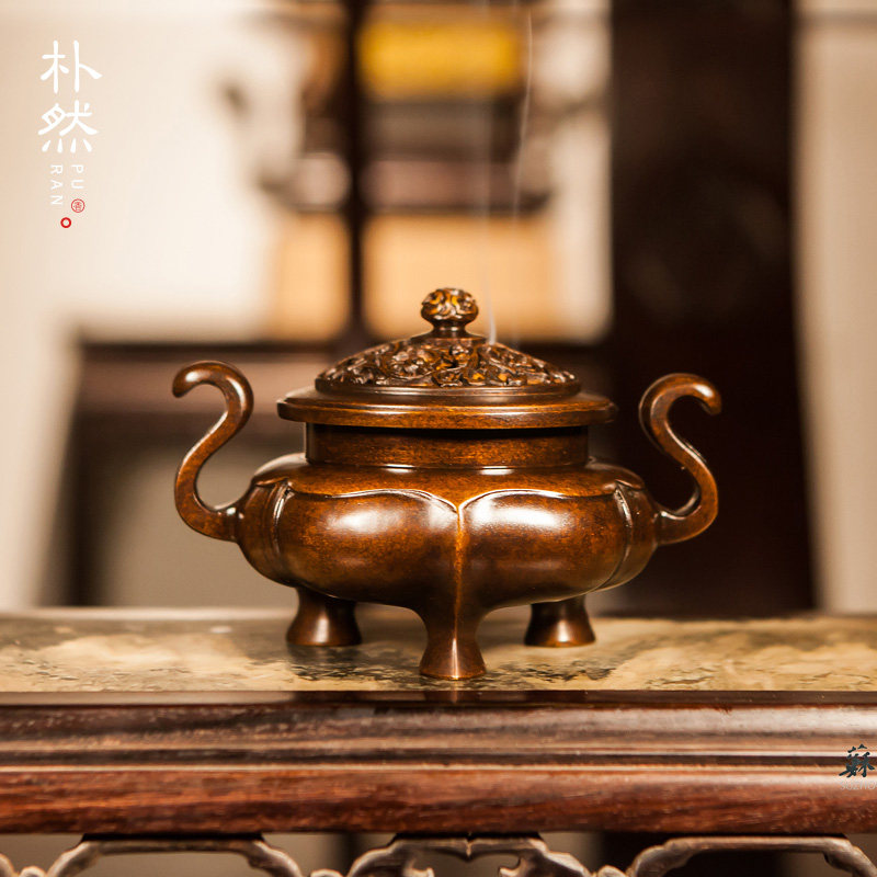 Qiaosheng furnace copper incense burner home Zen ornament sandalwood incense burner famous Chen Qiaosheng furnace towards the crown ear begonia smoker C139