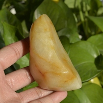 L=82MM Natural Xinjiang Urho Golden Silk Jade Raw Stone Gobi Colored Jade 9#