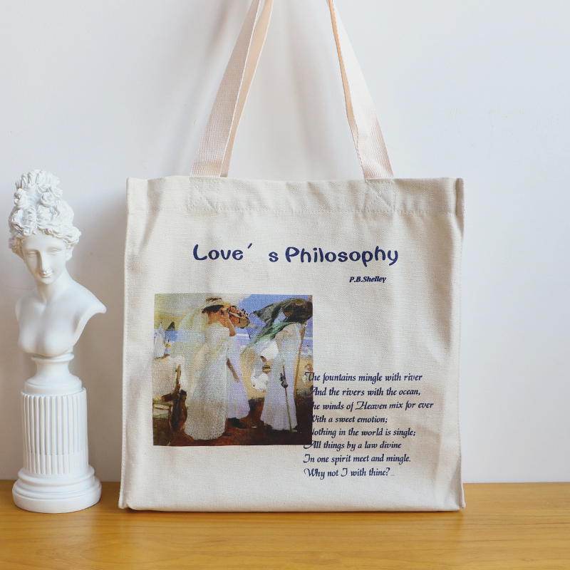 Different episodes Writer Shelley Canvas Bag Romantic Poetry Love Poetry Handbag Large-capacity Student Bag Shoulder