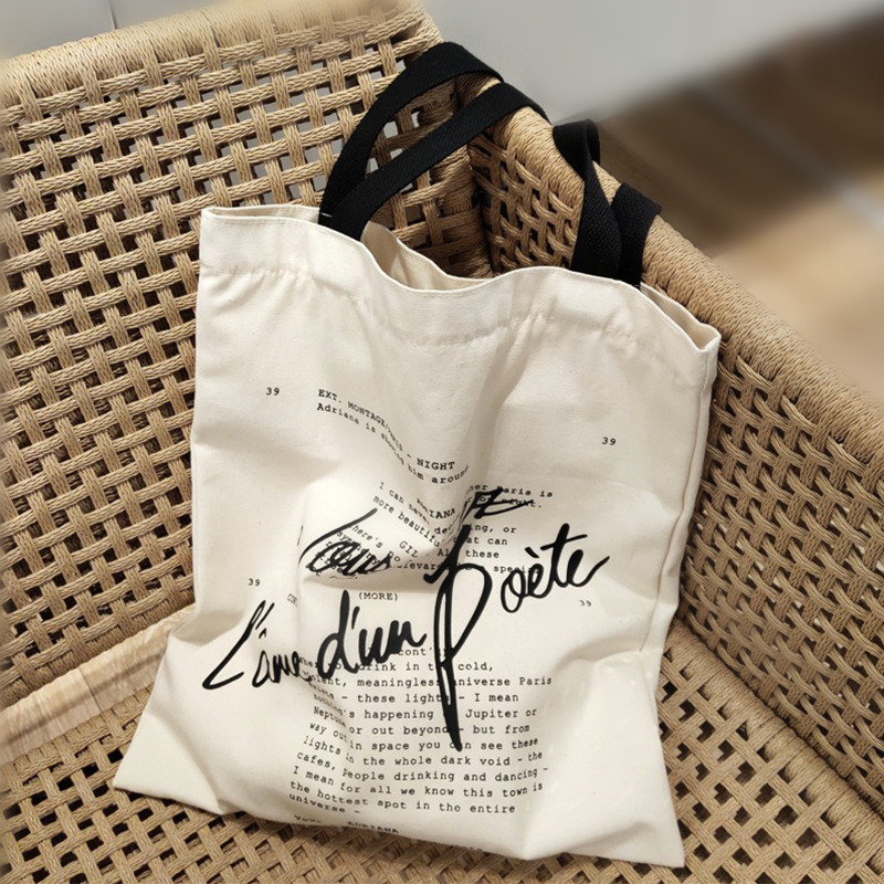 Midnight Paris surrounding canvas bag Woody Allen movie lines Niche literary retro shoulder tote bag female