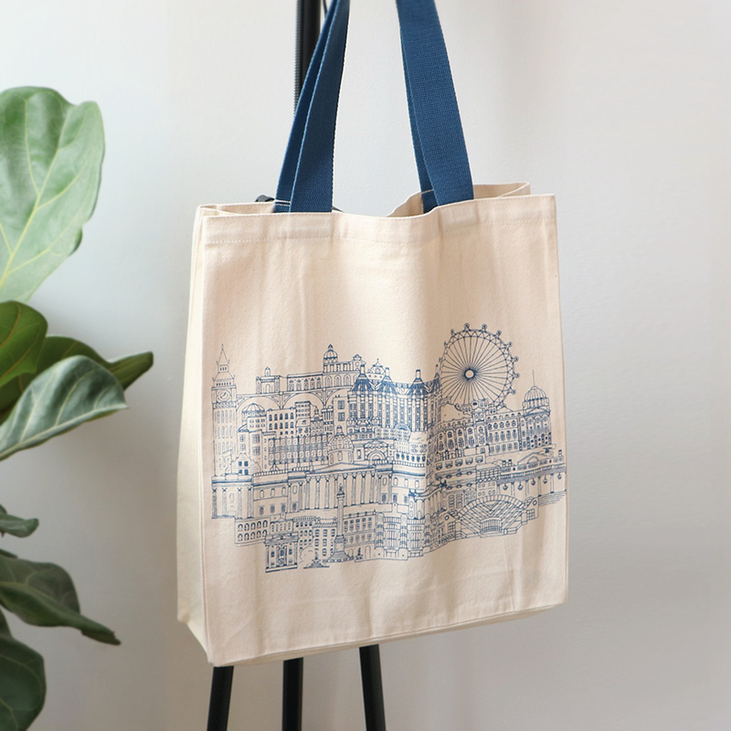 Different episodes London architectural canvas bag National Gallery British Art Museum surrounding literary tote bag