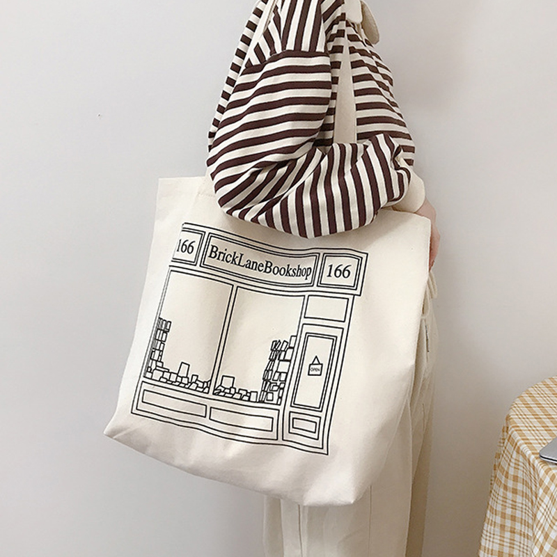 British bookstore canvas bag Brick Lane Bookshop London literary tote bag simple shopping bag