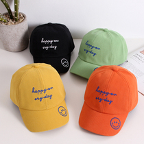 Korean version fashion smiley face embroidery childrens baseball cap spring new style boys and girls versatile baby duck tongue hat letter summer
