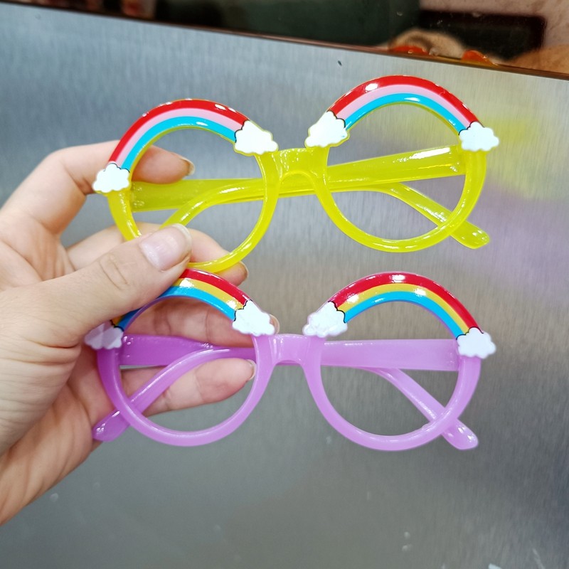 Children's Eye Frames Girl Cute Cartoon Rainbow Styling Decorative Frames Baby Photo Cute Kid Toy Glasses-Taobao
