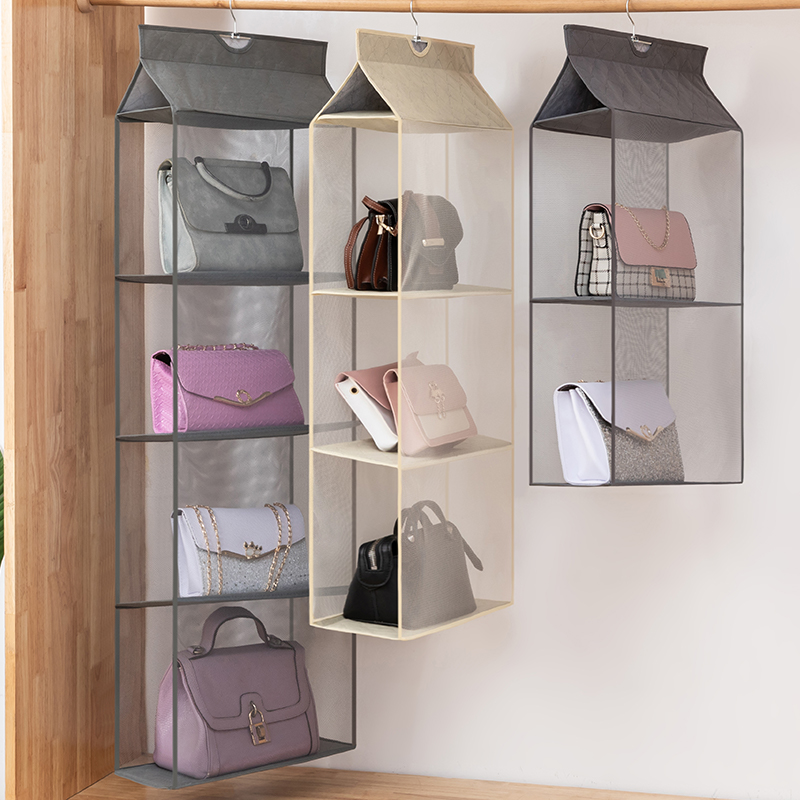 Wardrobe holding bags suspended package shelves fabric layered layering cabinet underwear package collector artifact