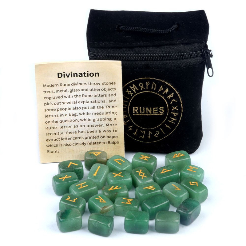 Cross-Border Temu Supply Natural Crystal Agate Stone Rune Stone Semi-Precious Stone Engraved in a Cloth Bag