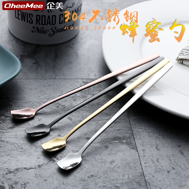 304 stainless steel honey spoon creative coffee spoon lengthened stirring spoon sweet honey spoon long handle ice spoon small tablespoon