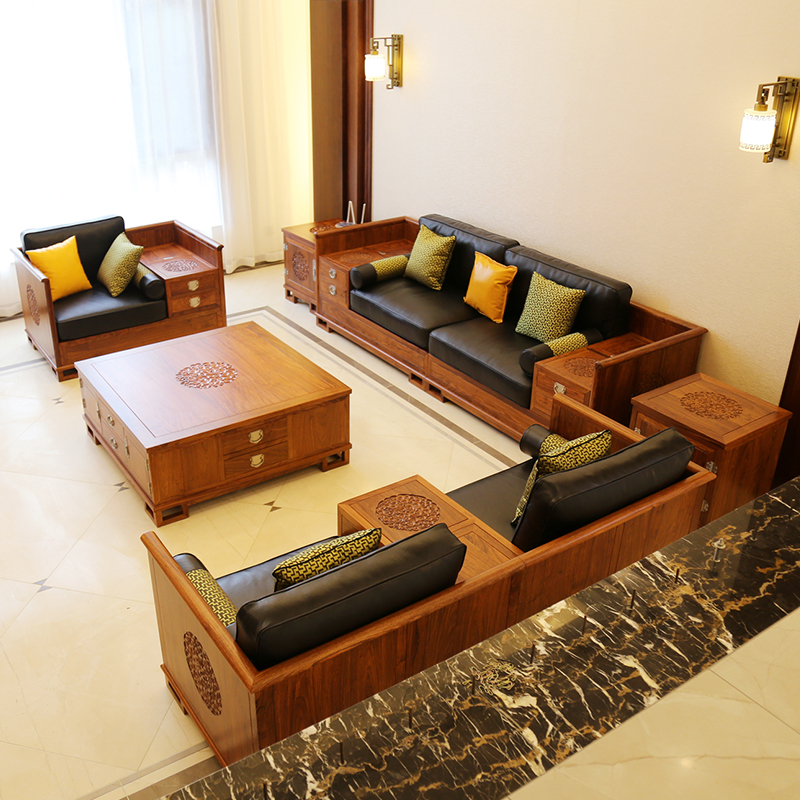 New Chinese sofa Living room Supear's furniture large terrace number of flowers good month round sofa Hedgehog Purple Sandalwood Porcelain Sofa Whole Dress
