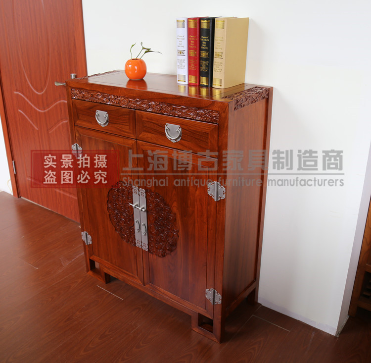 giày Trung Quốc nhím đỏ cửa gỗ đàn hương kệ giày mới đa chức năng nhỏ gọn gia đình hiện đại sảnh dung lượng cao tủ gỗ rắn - Buồng tủ áo